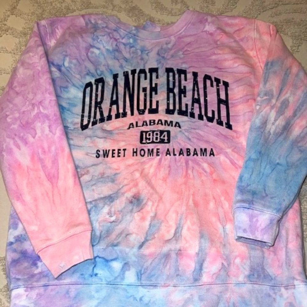 Tie dye Orange Beach, AL sweatshirt, size small